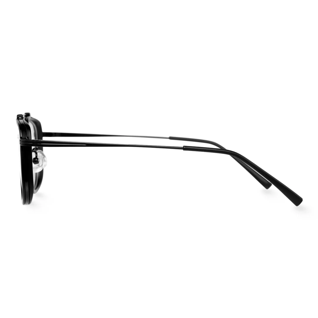 Side view of Rayan aviator metal eyeglasses AM0242410 in black