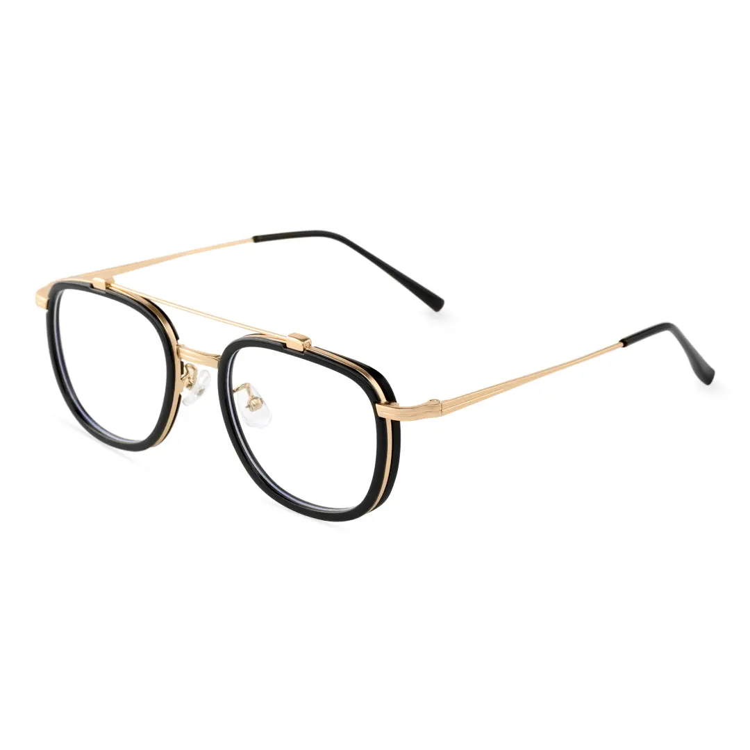Angle view of Rayan aviator metal eyeglasses AM0242410 in gold