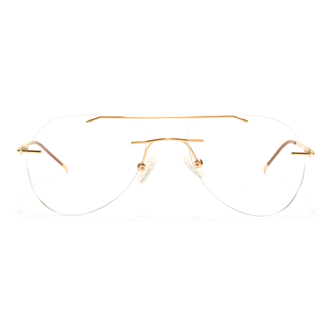 Front view of Niko aviator metal eyeglasses AM0492506 in gold