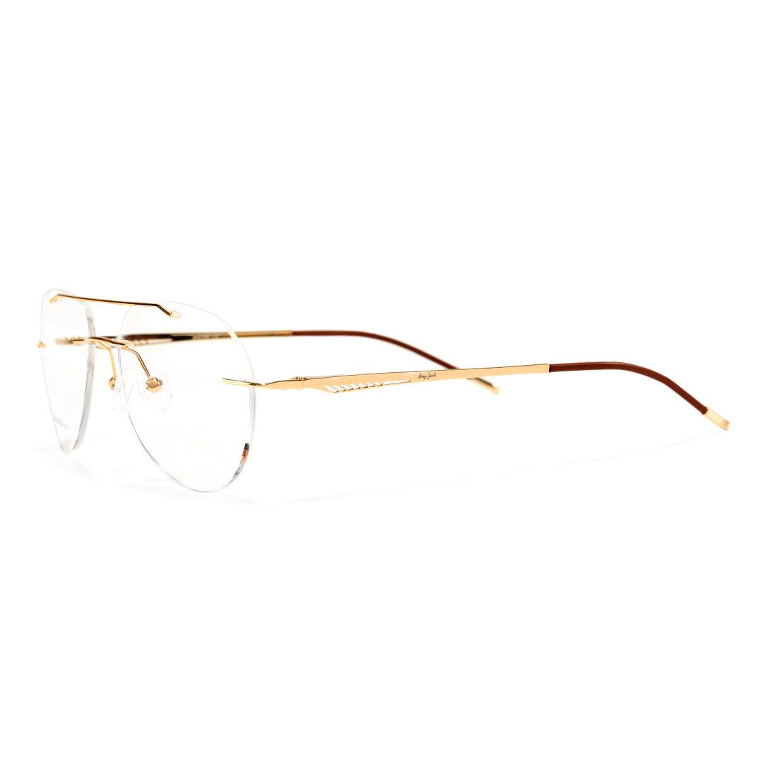 Side view of Niko aviator metal eyeglasses AM0492506 in gold