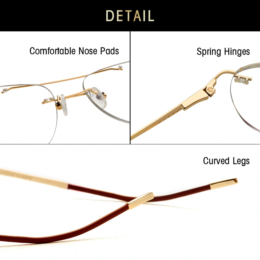 Temple detail of Niko aviator metal eyeglasses AM0492506 in gold
