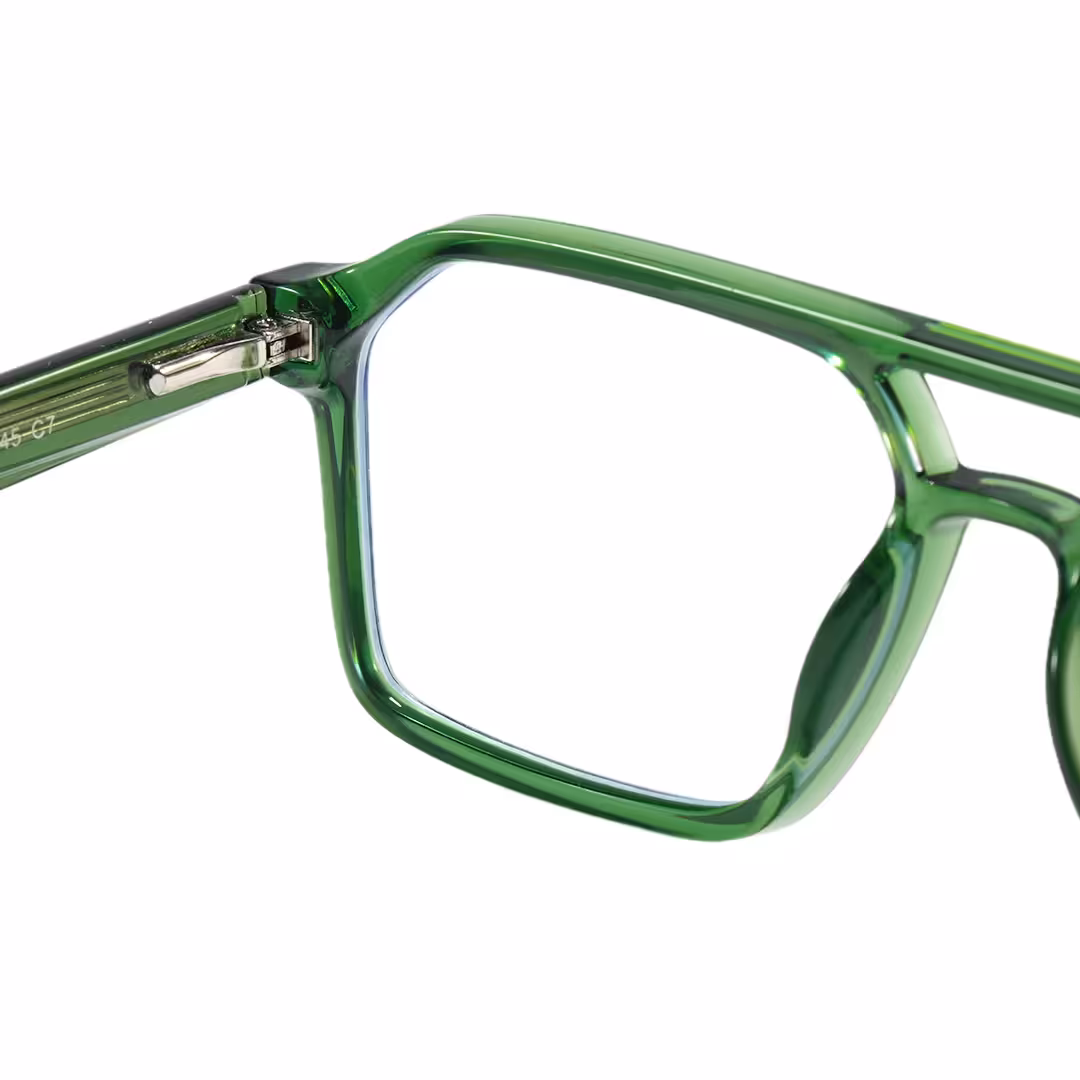 Hinge detail of Aryn aviator tr90 eyeglasses AR0042605 in green