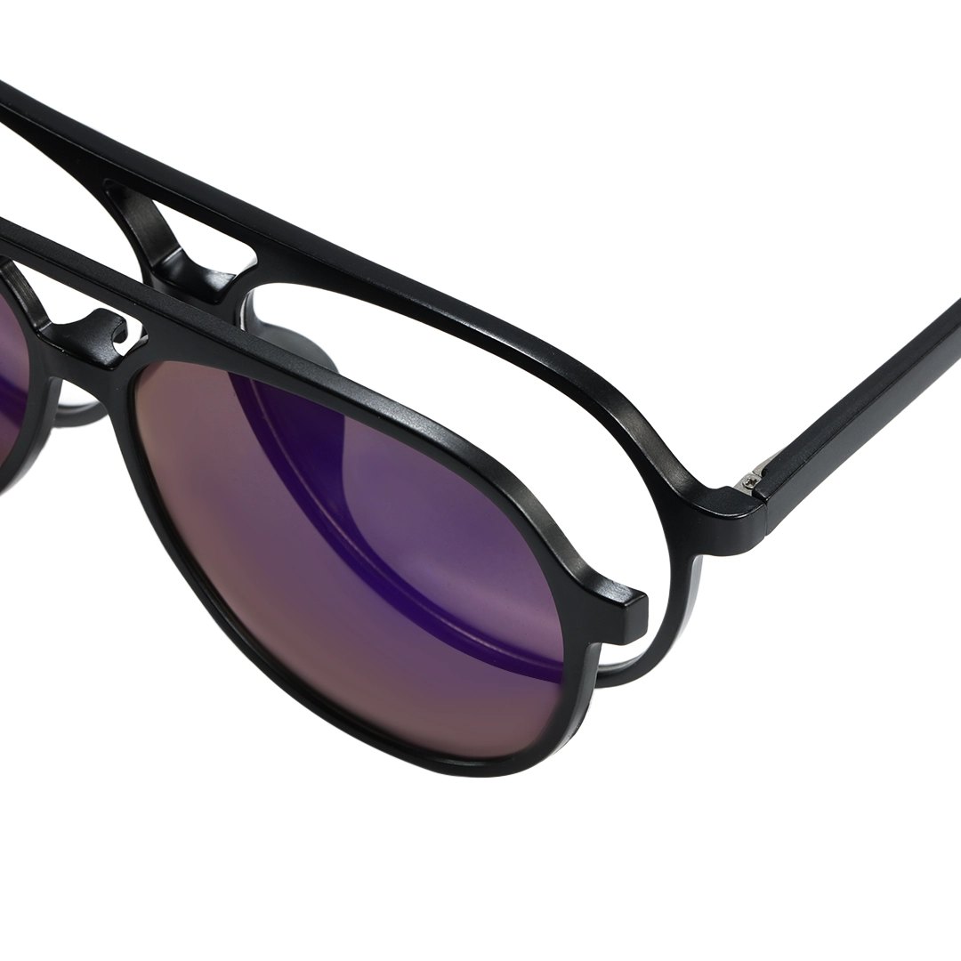 End piece detail of Rift aviator tr90 magnetic clip-on eyeglasses set with interchangeable clip-on lenses AR0122601 in black
