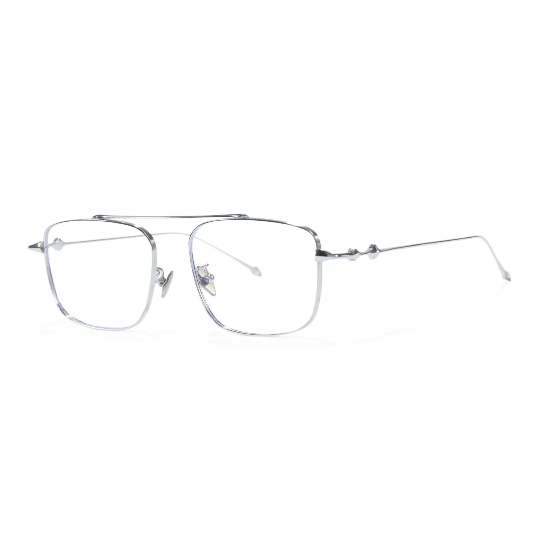 Angle view of Shawn aviator titanium eyeglasses AT0122412 in grey