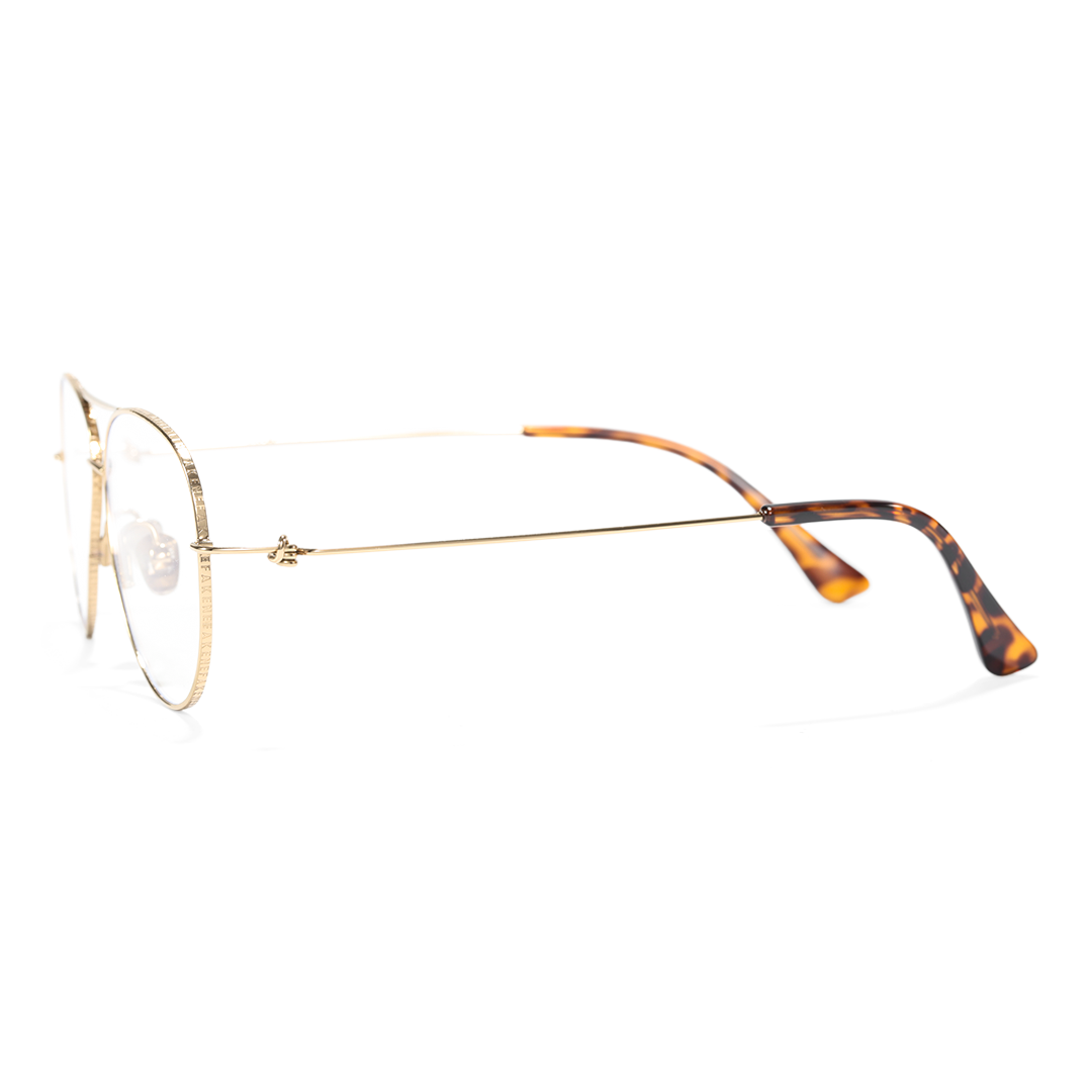Side view of Calder aviator titanium eyeglasses AT0262601 in gold