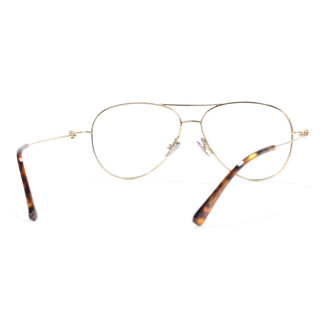 Back view of Calder vintage aviator titanium eyeglasses AT0262601 in gold