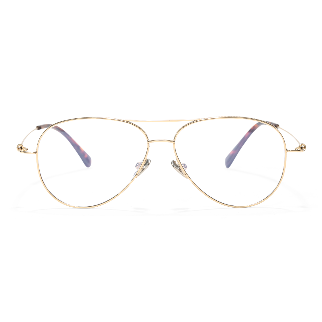 Front view of Calder vintage aviator titanium eyeglasses AT0262601 in gold