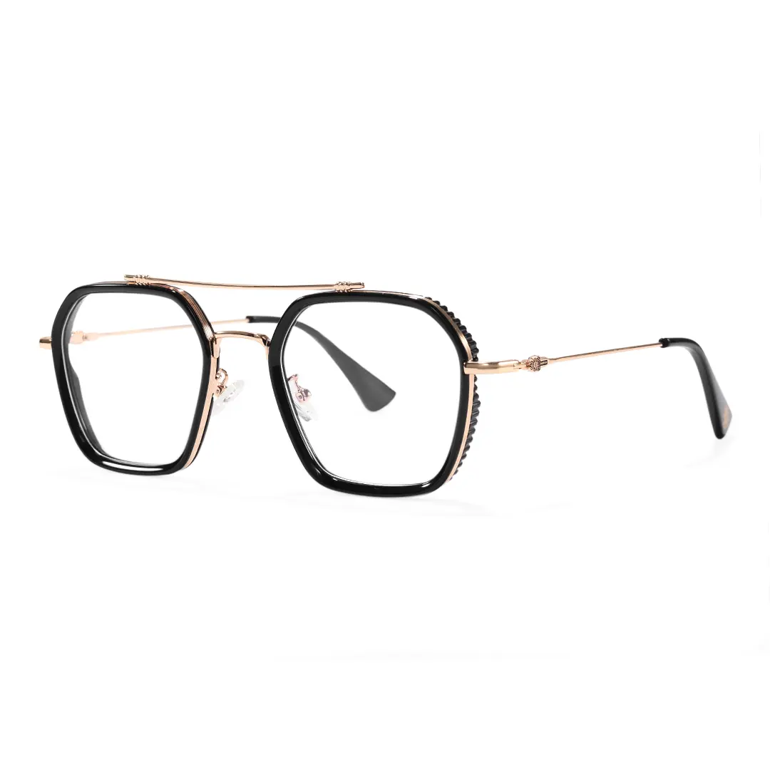 Angle view of Solan aviator tr90 eyeglasses AX0122507 in black