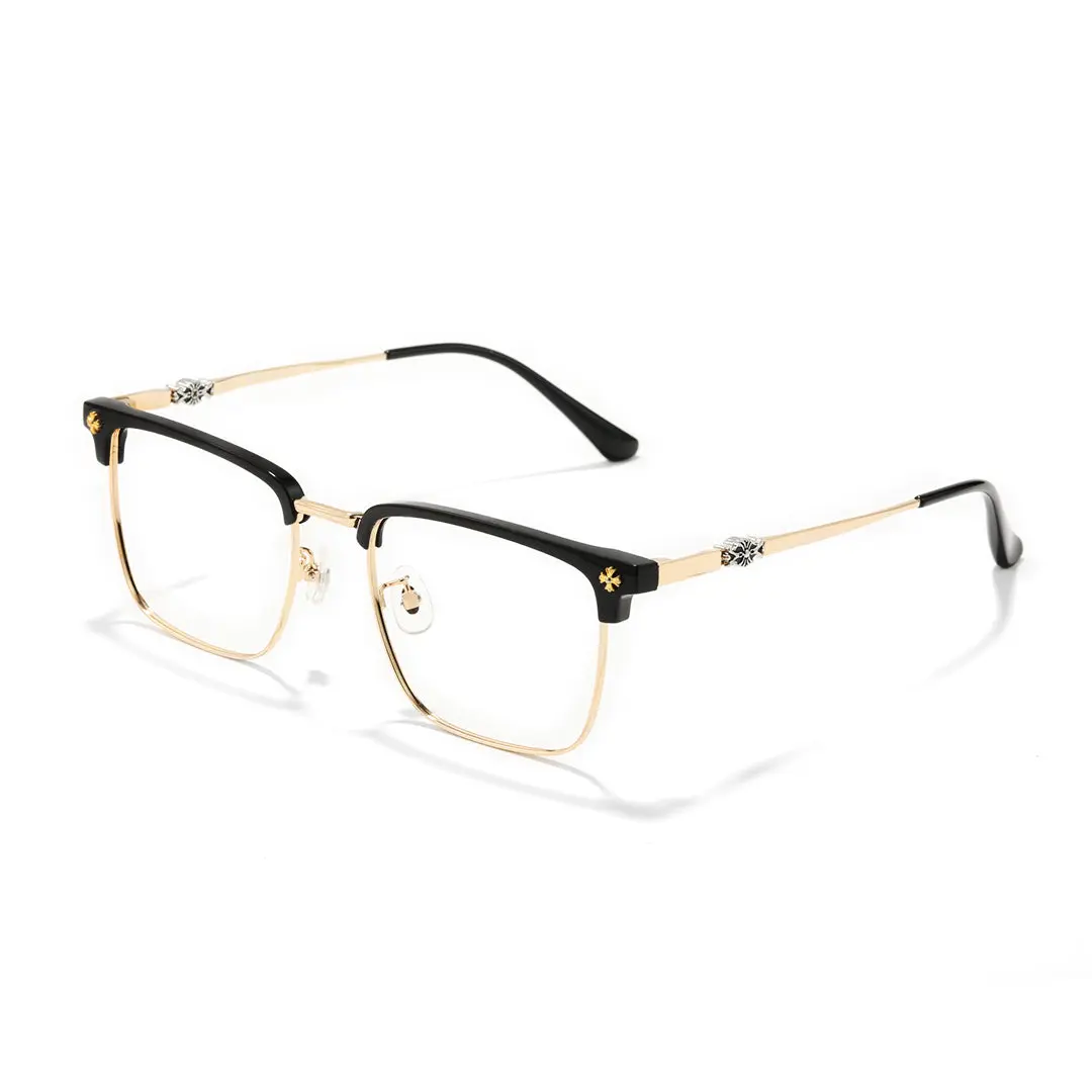 Angle view of Vivid browline metal eyeglasses BM0102501 in gold