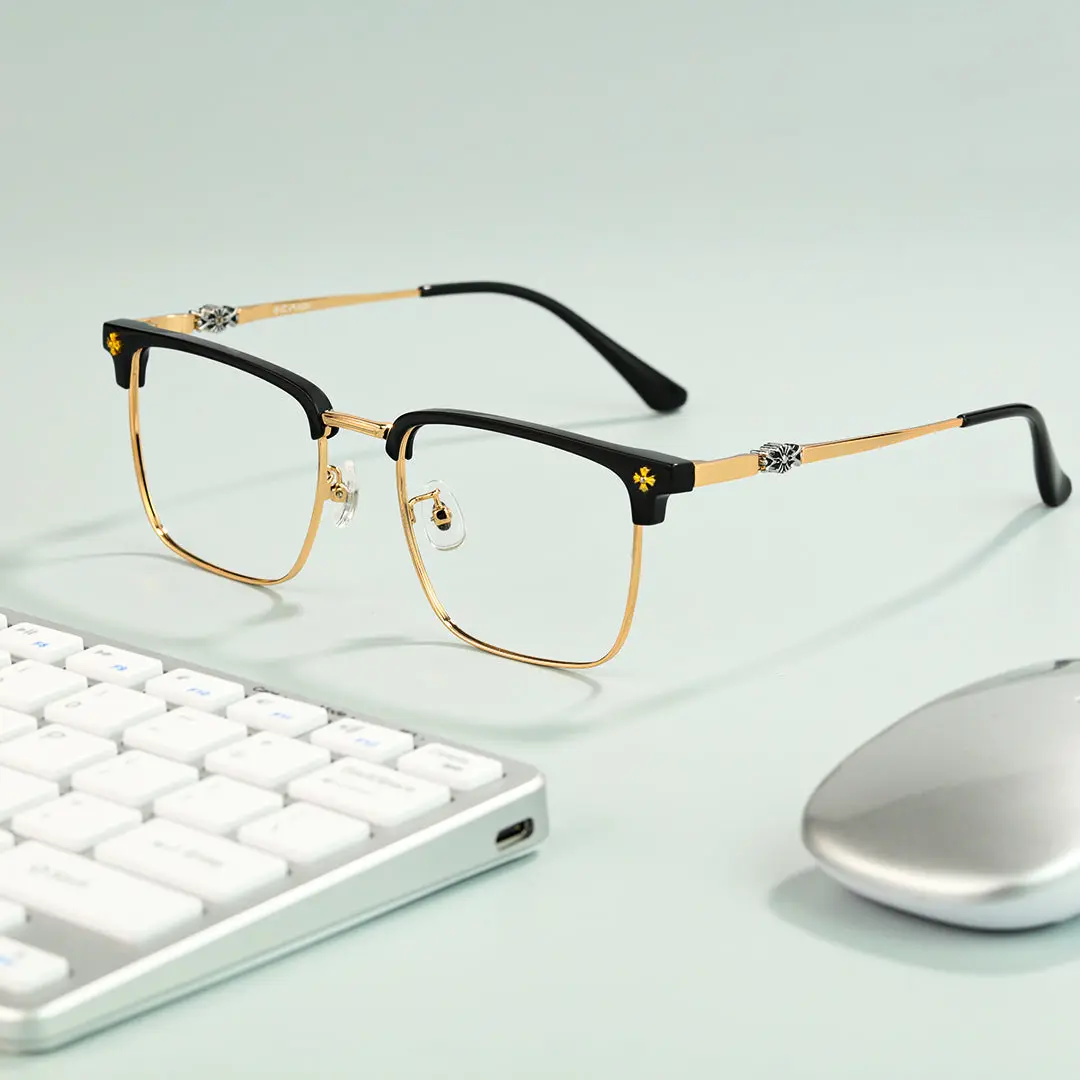 Scene view of Vivid browline metal eyeglasses BM0102501 in gold