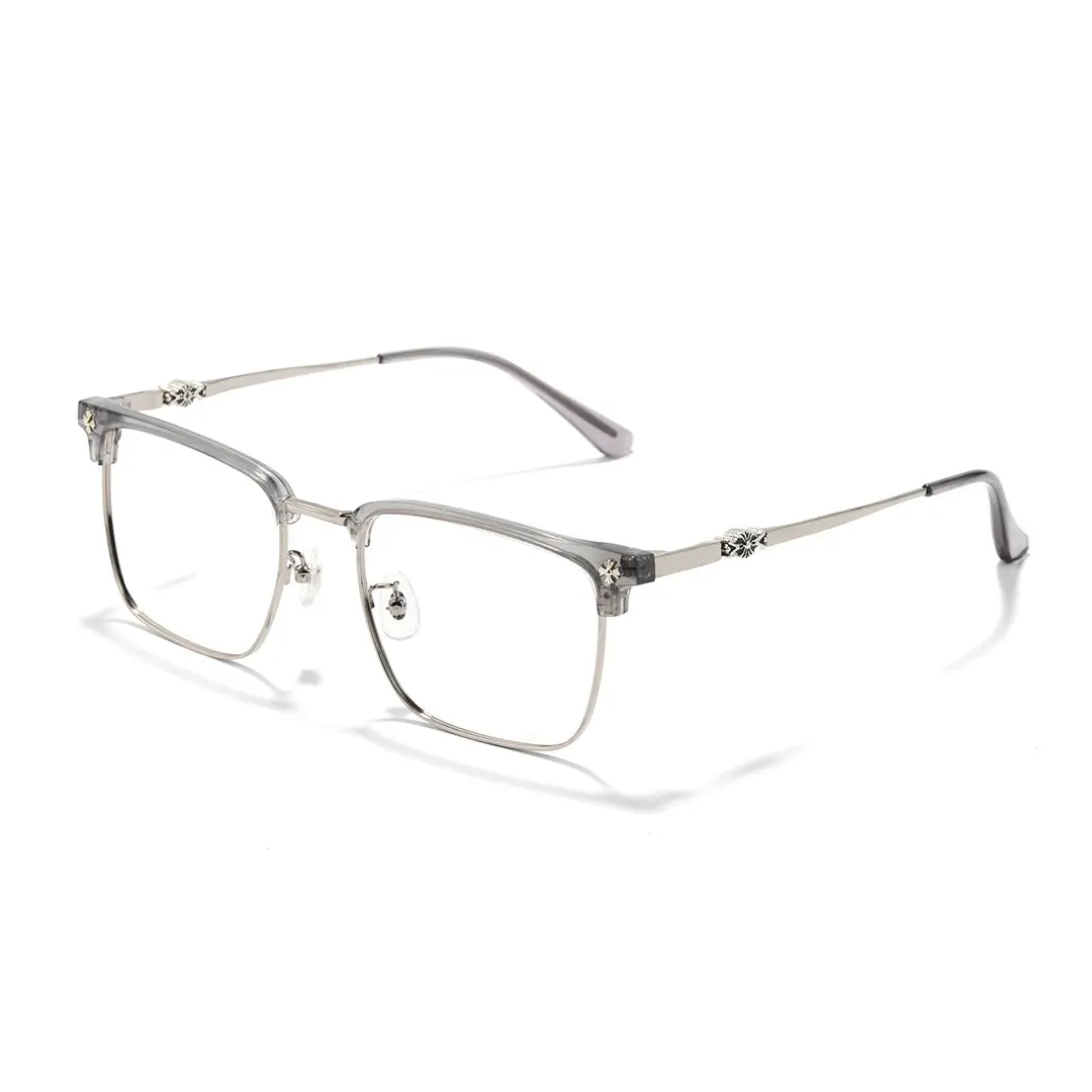 Angle view of Vivid browline metal eyeglasses BM0102501 in gray