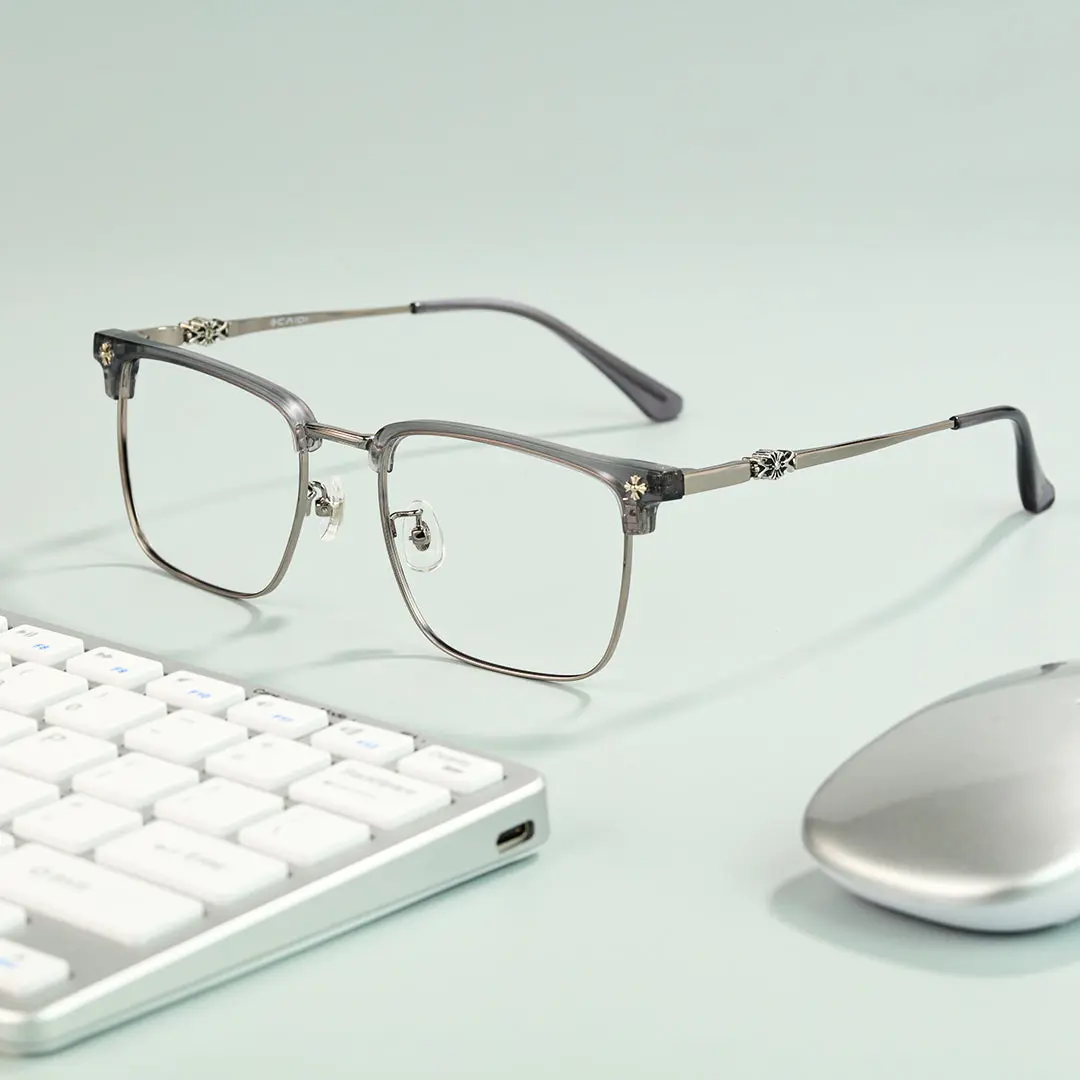 Scene view of Vivid browline metal eyeglasses BM0102501 in grey