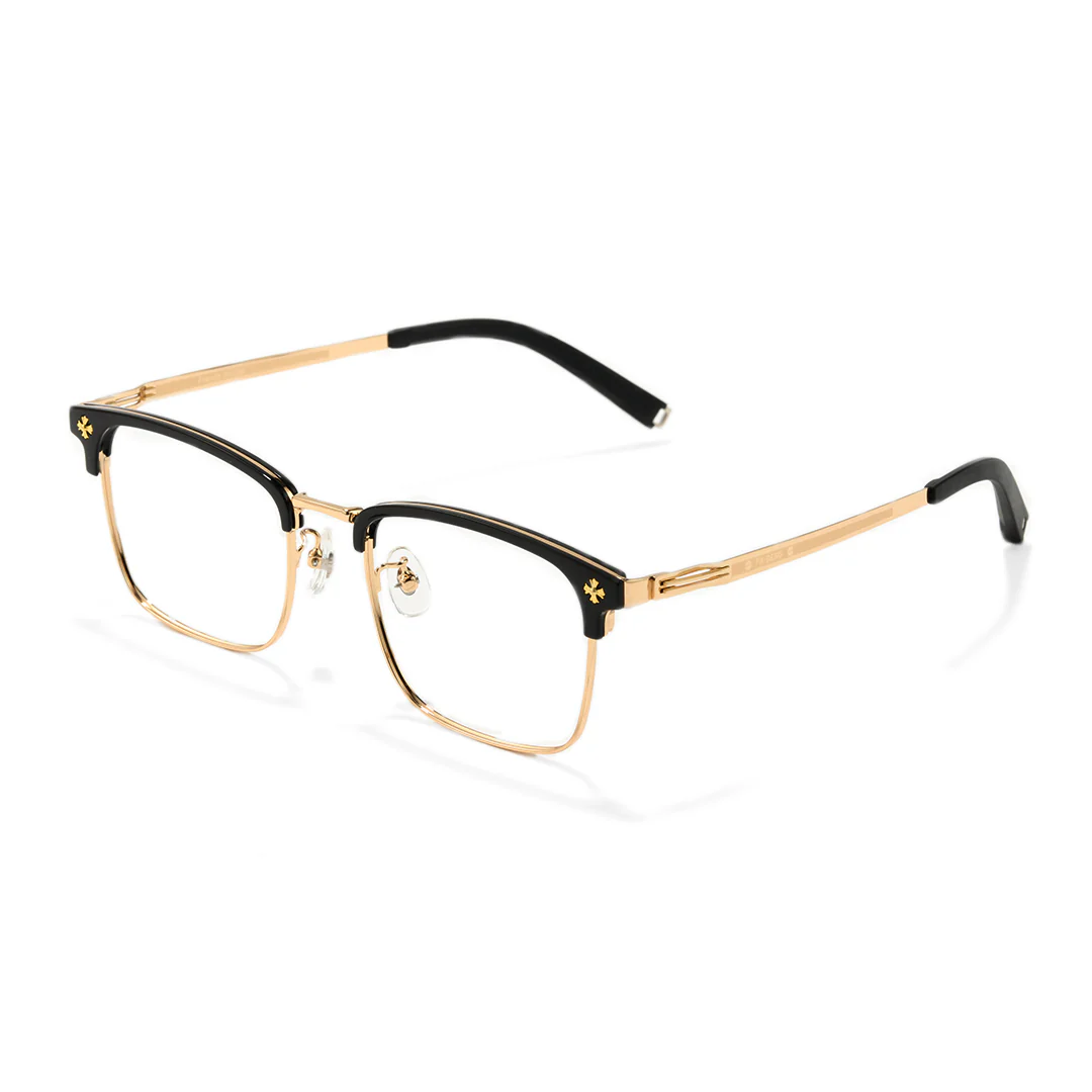 Angle view of Vocal browline metal eyeglasses BM0112501 in gold