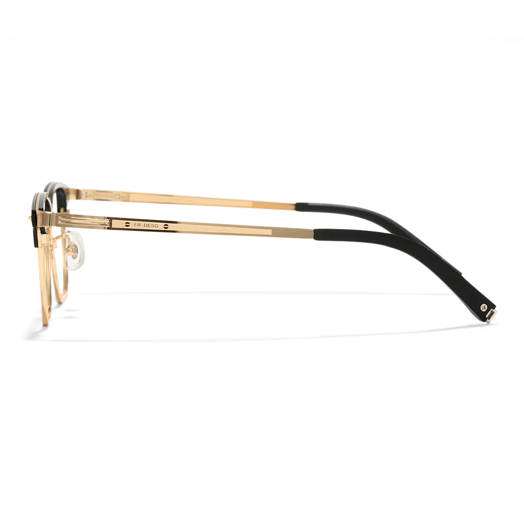 Side view of Vocal browline metal eyeglasses BM0112501 in gold