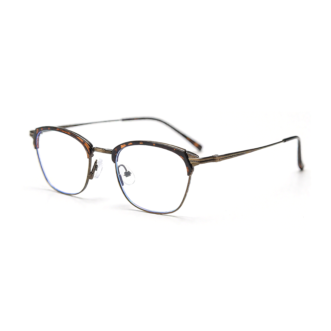 Angle view of Lola browline metal eyeglasses BM0252410 in tortoise