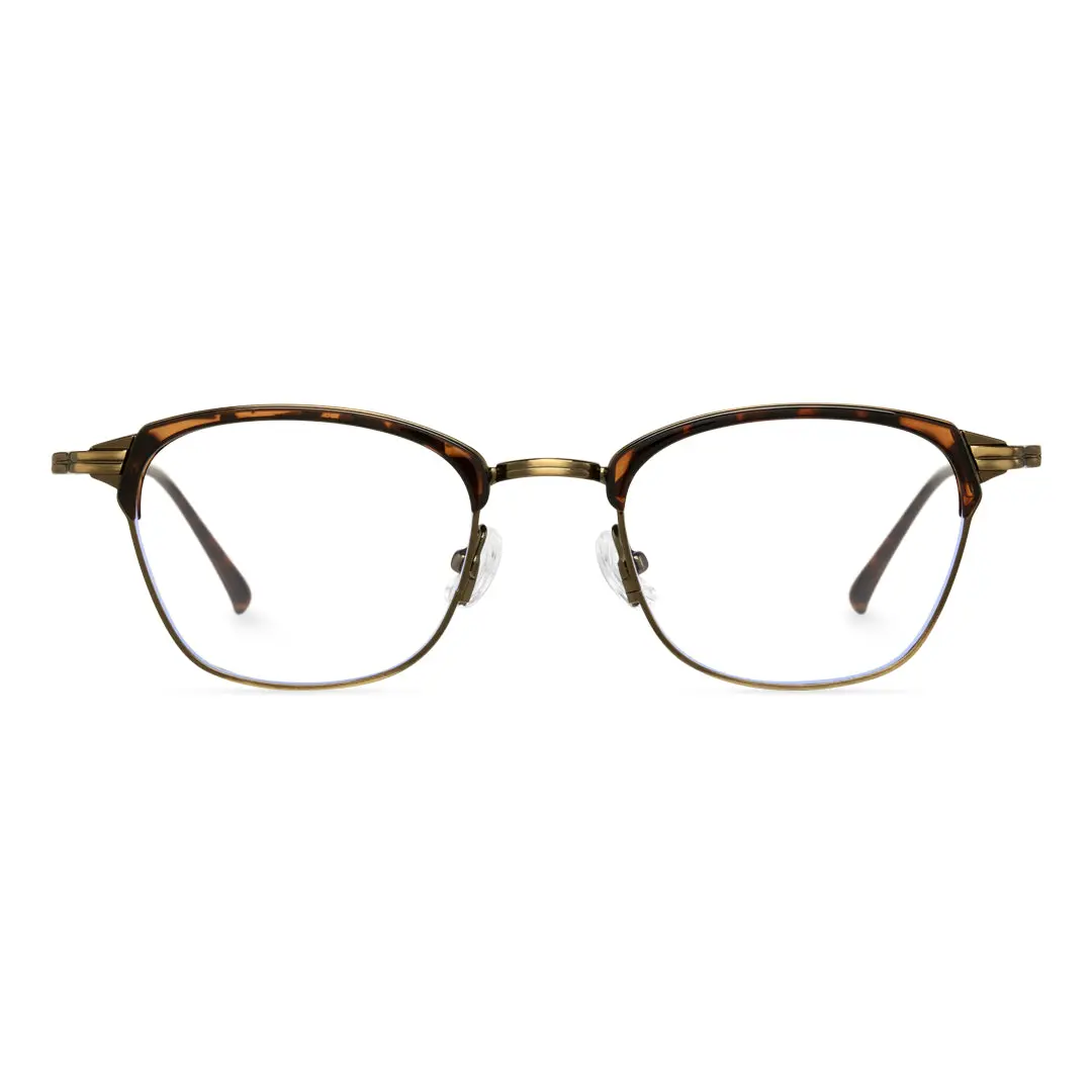 Front view of Lola browline metal eyeglasses BM0252410 in tortoise