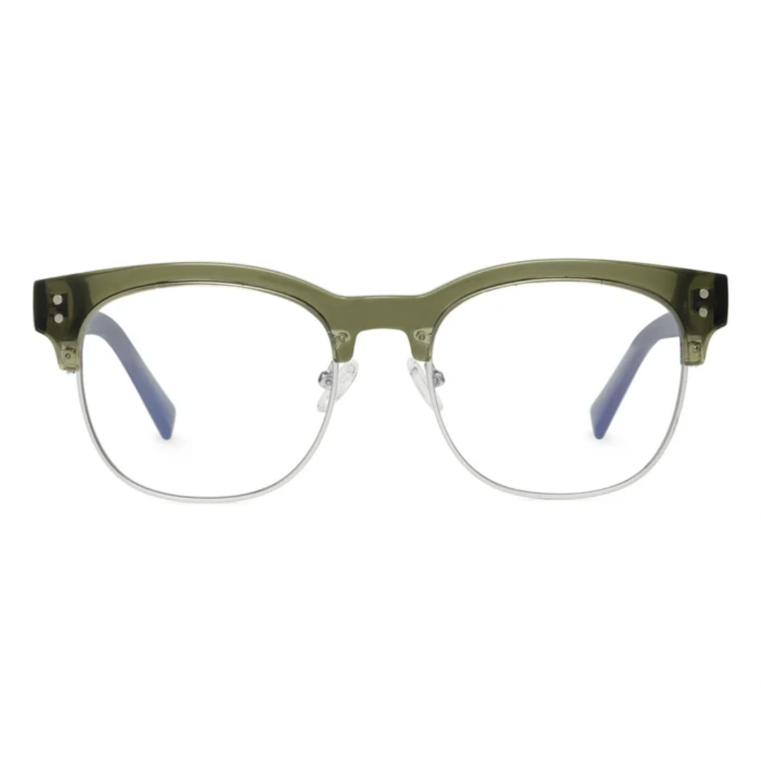 Front view of Fuchsia browline  tr90 eyeglasses BR0012409 in army green
