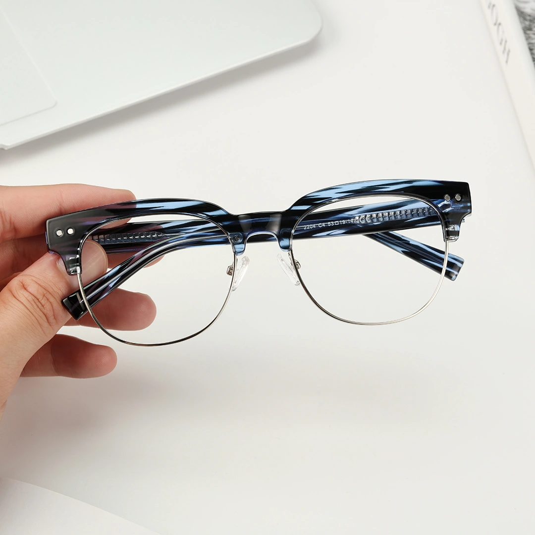 Scene view of Fuchsia browline tr90 eyeglasses BR0012409 in blue