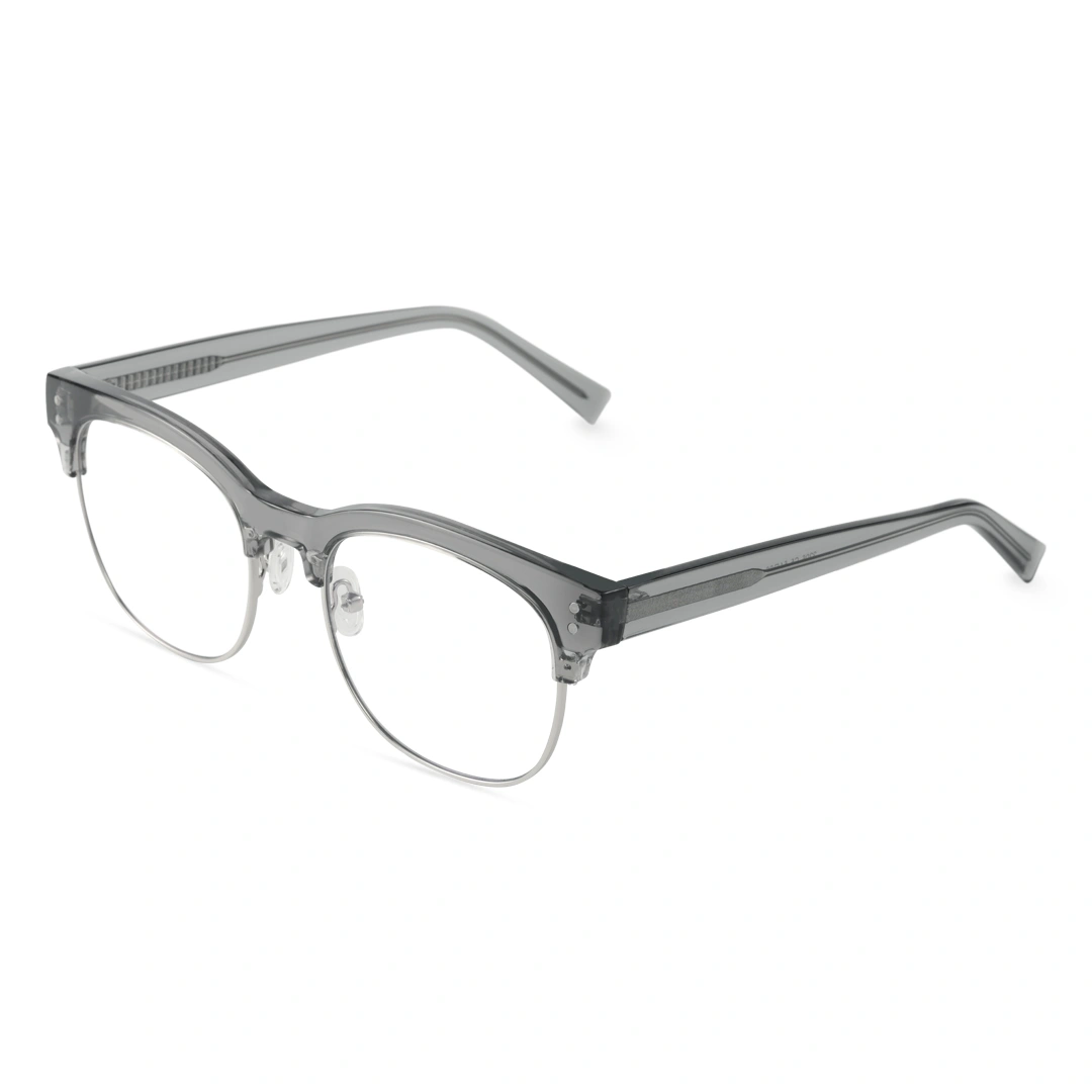 Angle view of Fuchsia nerd browline tr90 eyeglasses in grey. SPU: BR0012409
