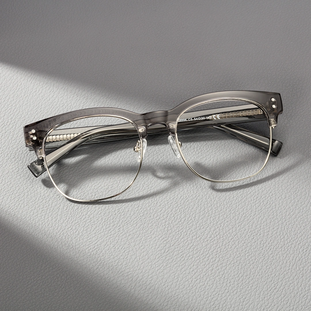 Scene view of Fuchsia nerd browline tr90 eyeglasses BR0012409 in grey