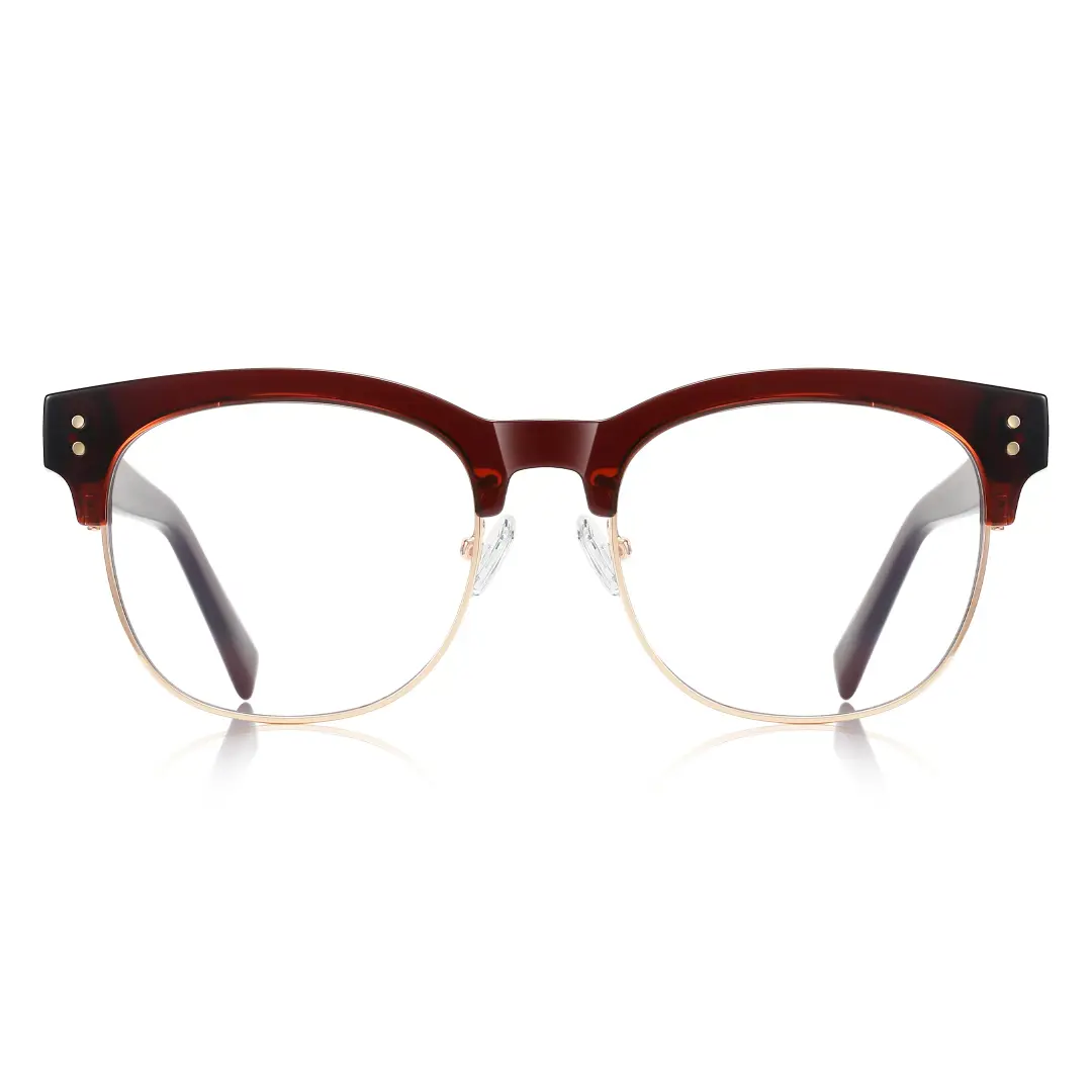 Front view of Fuchsia nerd browline tr90 eyeglasses BR0012409 in red