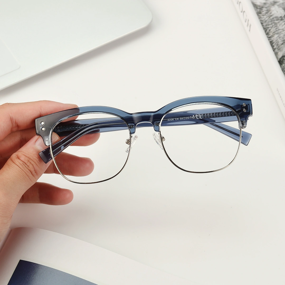 Scene view of Fuchsia browline tr90 eyeglasses BR0012409 in silver blue