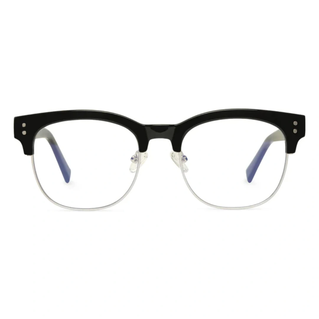Front view of Fuchsianerd browline tr90 eyeglasses in silver. SPU: BR0012409