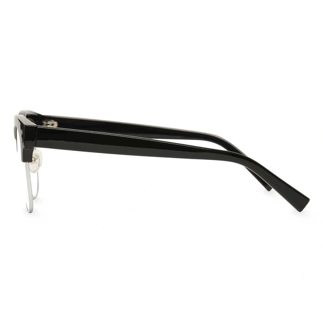 Side view of Fuchsia nerd browline tr90 eyeglasses in silver. SPU: BR0012409