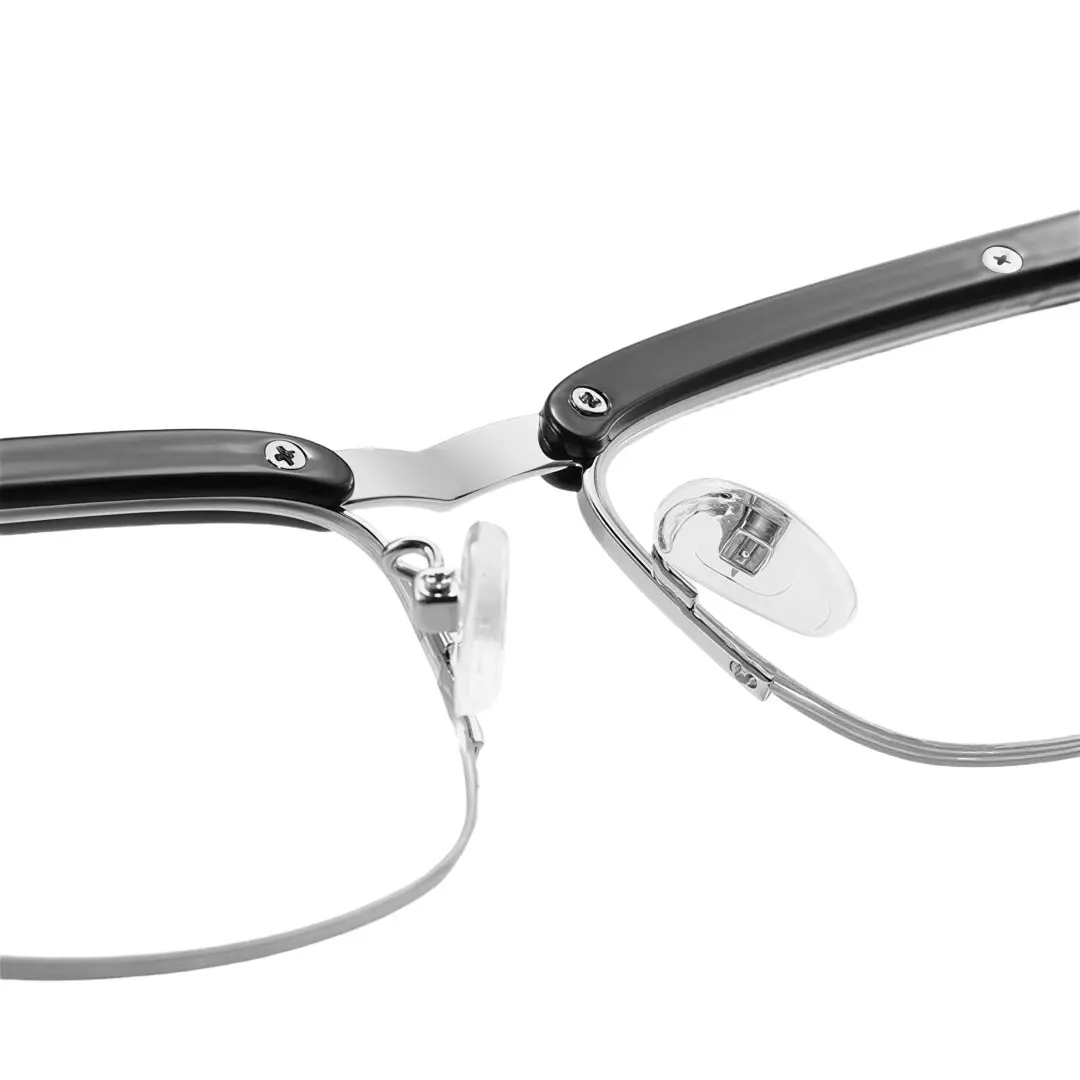 Adjustable nose pad detail of Kuz vintage browline tr90 eyeglasses BR0102310 in black