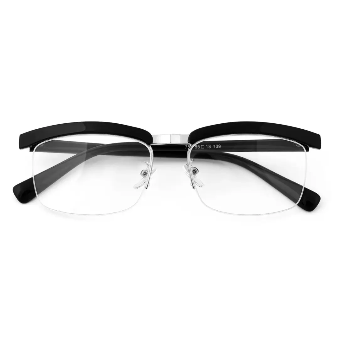 Front folded view of Kuz vintage browline tr90 eyeglasses BR0102310 in black
