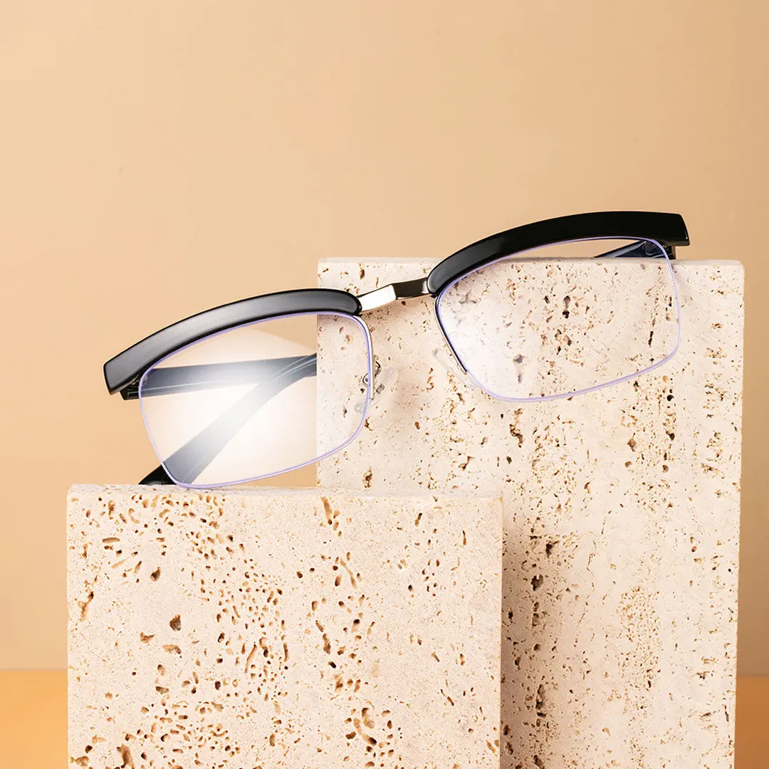 Scene view of Kuz vintage browline tr90 eyeglasses BR0102310 in black