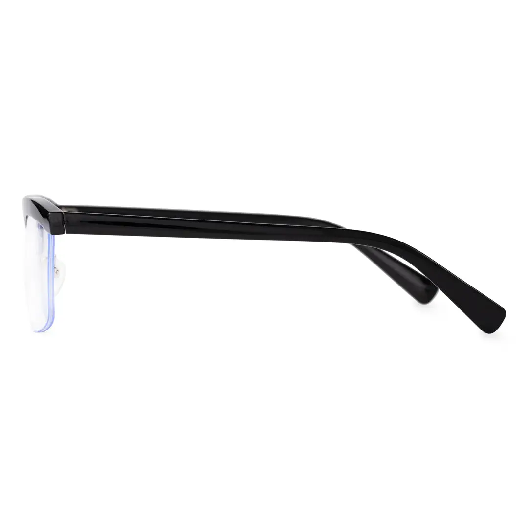 Side view of Kuz vintage browline tr90 eyeglasses BR0102310 in black