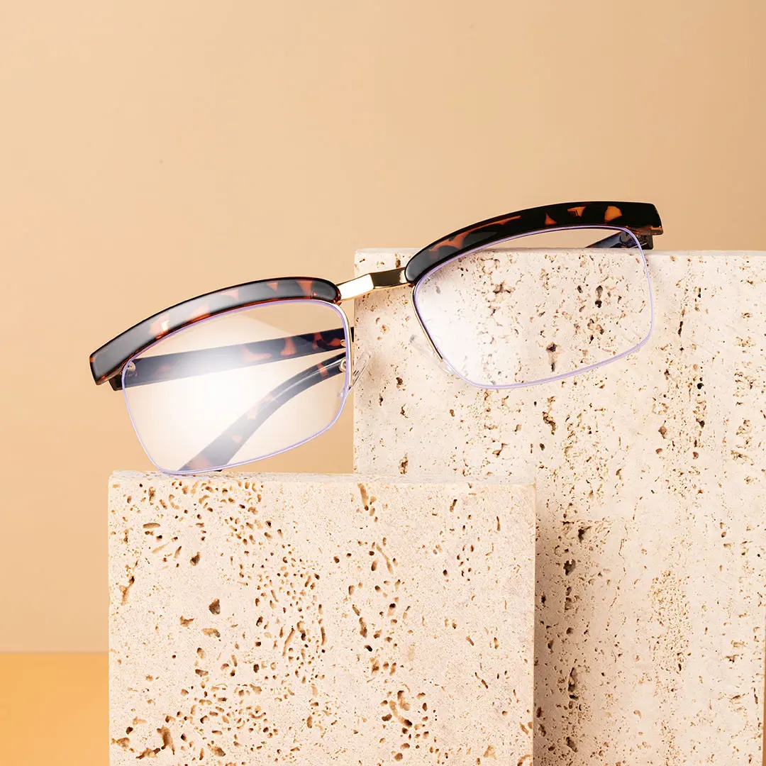 Scene view of Kuz vintage browline tr90 eyeglasses BR0102310 in tortoise