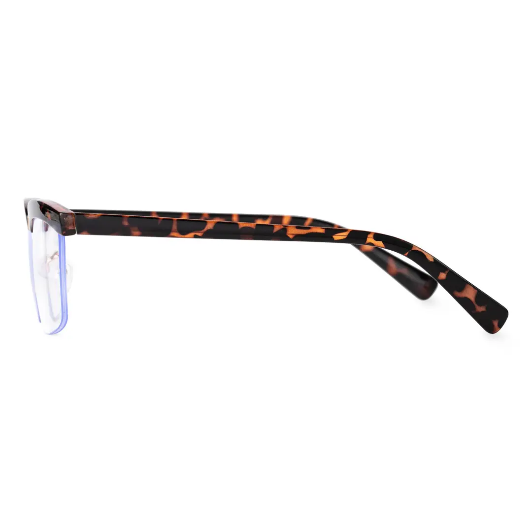 Side view of Kuz vintage browline tr90 eyeglasses BR0102310 in tortoise