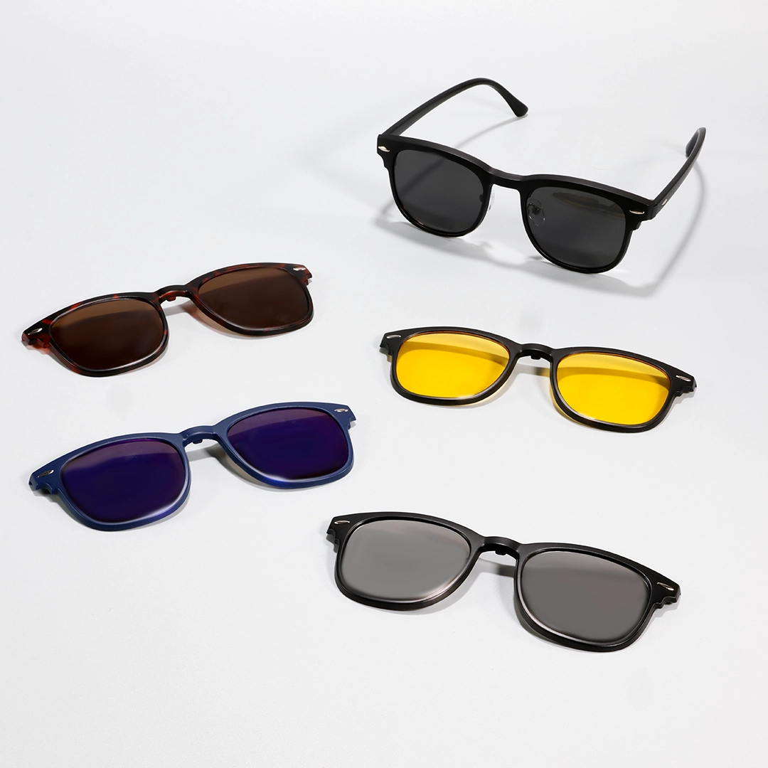 Scene view of Nova browline tr90 magnetic clip-on eyeglasses set with interchangeable clip-on lenses BR0102601 in black