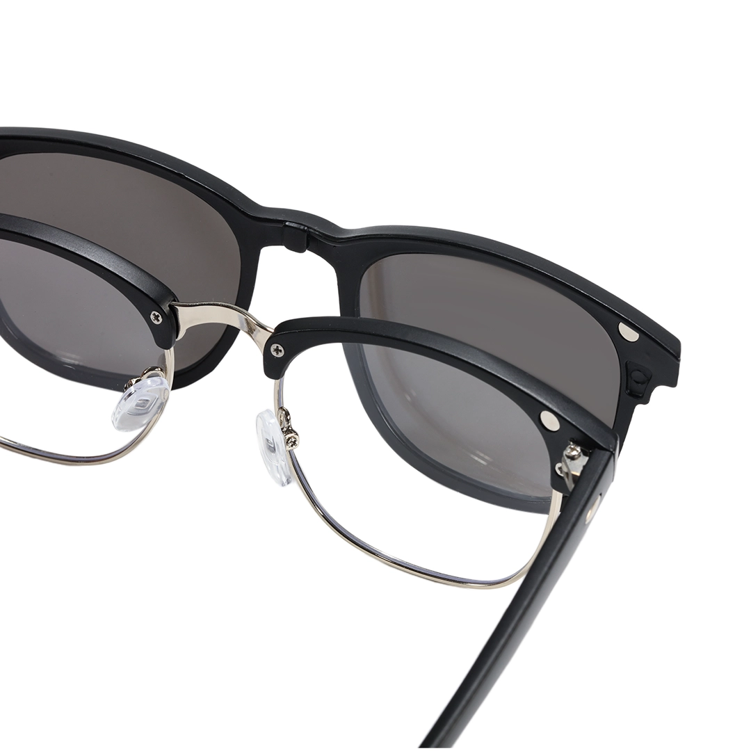 Back view of Nova browline tr90 magnetic clip-on eyeglasses set with interchangeable toppers BR0102601 in black