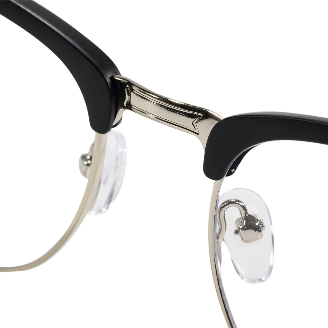Frame detail view of Nova browline tr90 magnetic clip-on eyeglasses set with interchangeable toppers BR0102601 in black