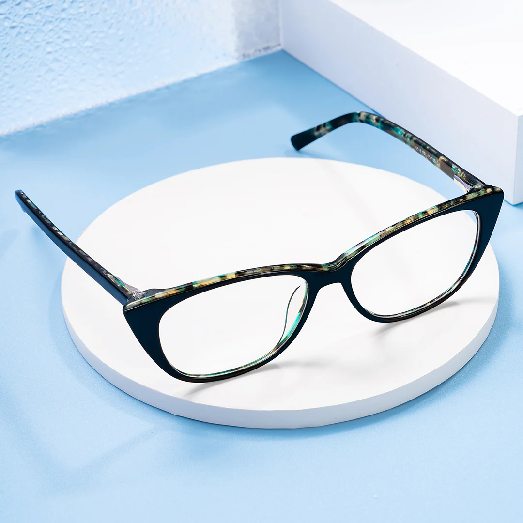 Scene view of Poppy cat eye acetate eyeglasses CA0012208 in black