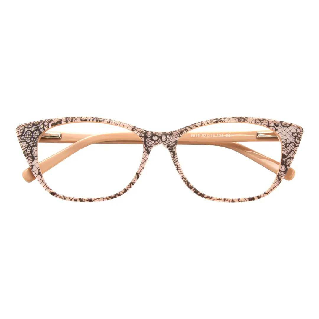 Front folded view of Poppy cat eye acetate eyeglasses CA0012208 in brown