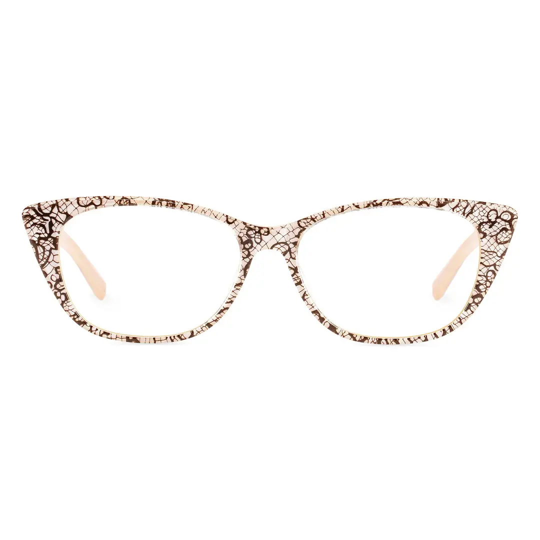 Front view of Poppy cat eye acetate eyeglasses CA0012208 in brown