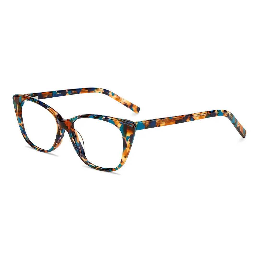 Angle view of Poppy cat eye acetate eyeglasses CA0012208 in brown tortoise