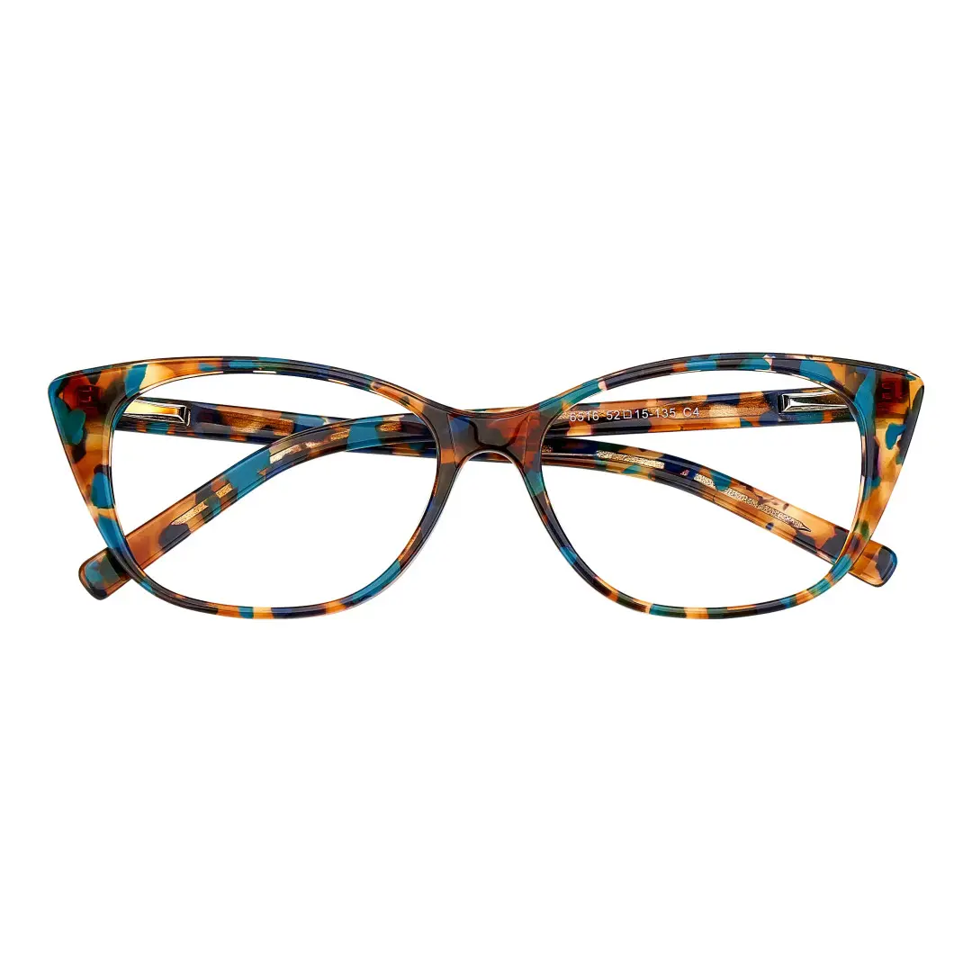 Front folded view of Poppy cat eye acetate eyeglasses CA0012208 in brown tortoise
