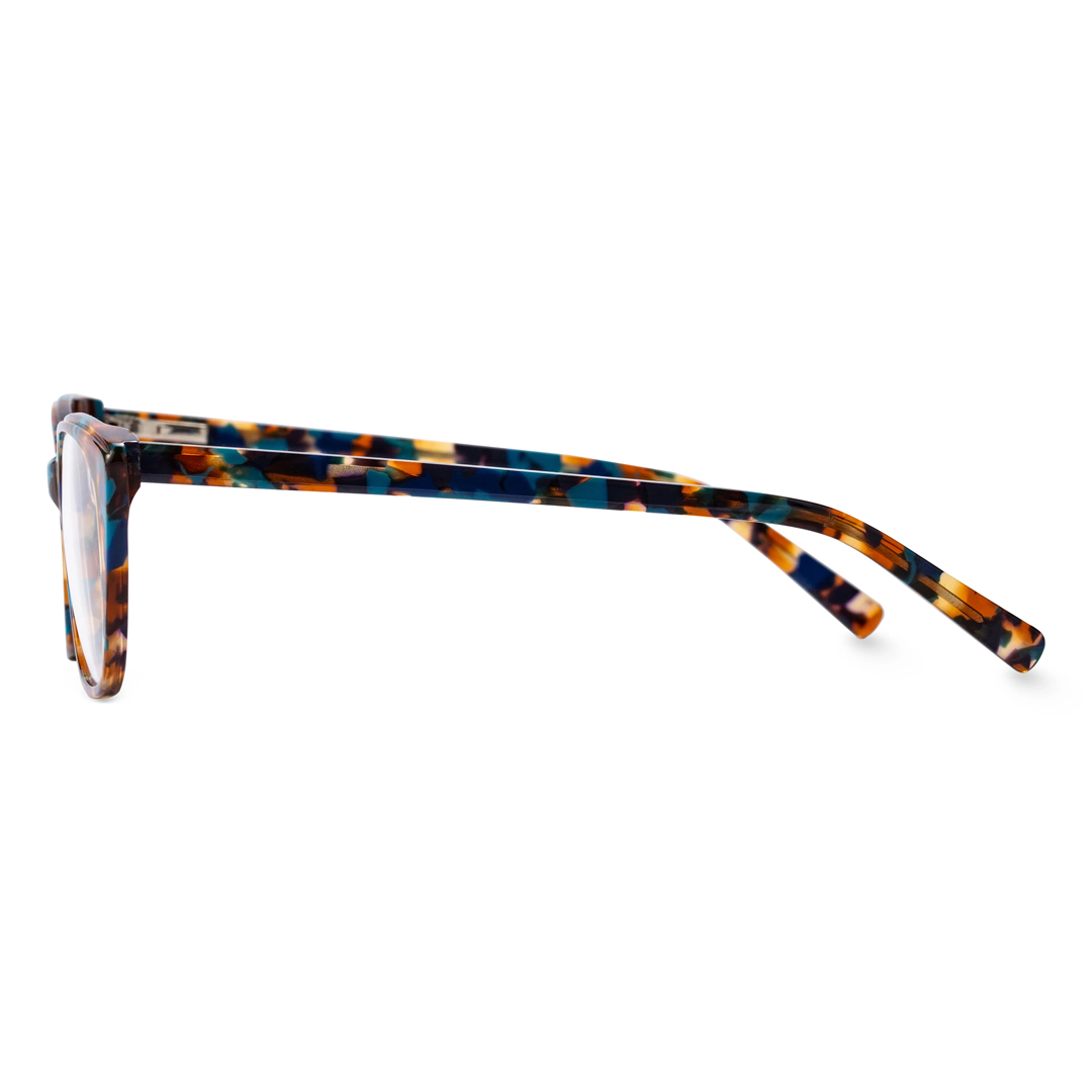 Side view of Poppy cat eye acetate eyeglasses CA0012208 in brown tortoise