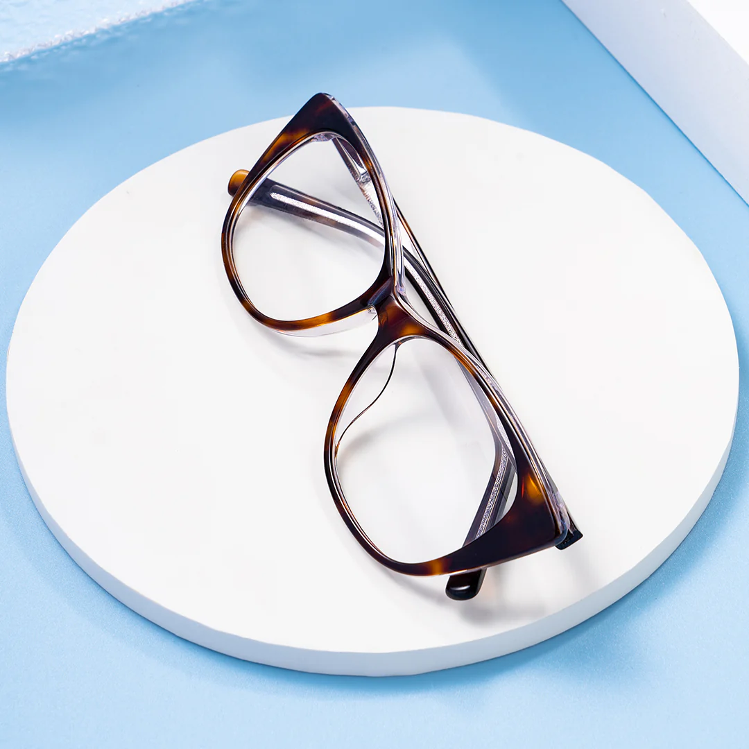 Front folded view of Poppy cat eye acetate eyeglasses CA0012208 in tortoise