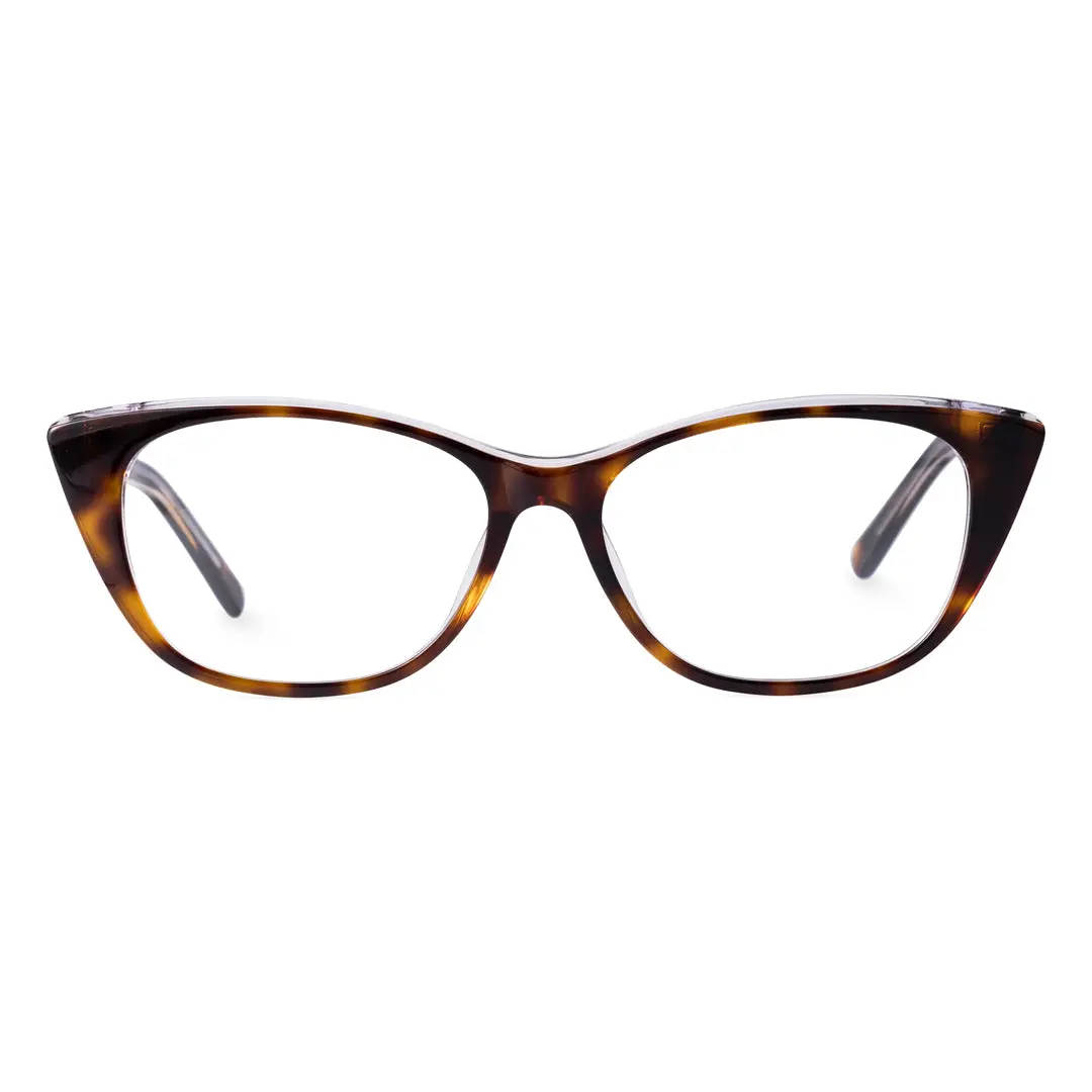 Front view of Poppy cat eye acetate eyeglasses CA0012208 in tortoise
