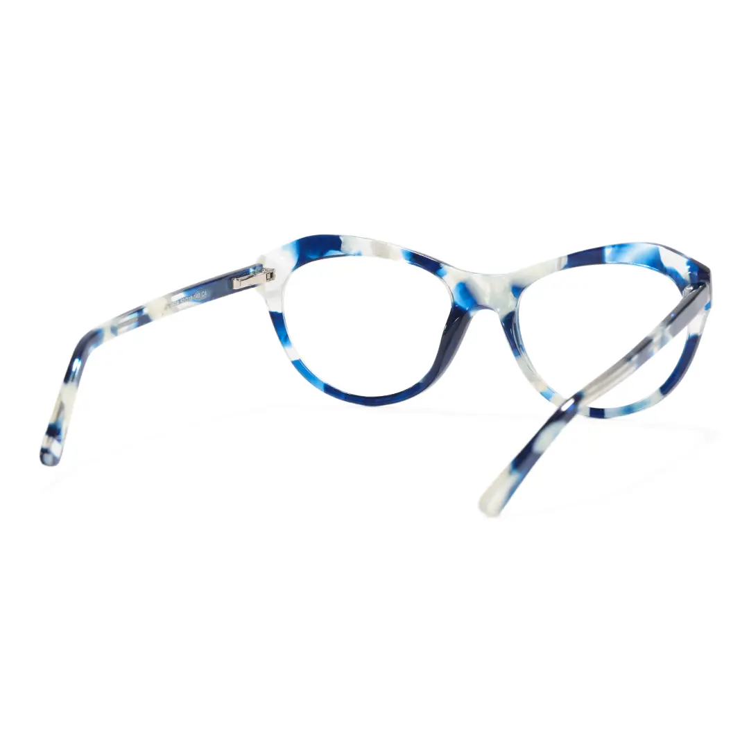 Back view of Felicite colorful cat eye acetate eyeglasses CA0032302 in blue