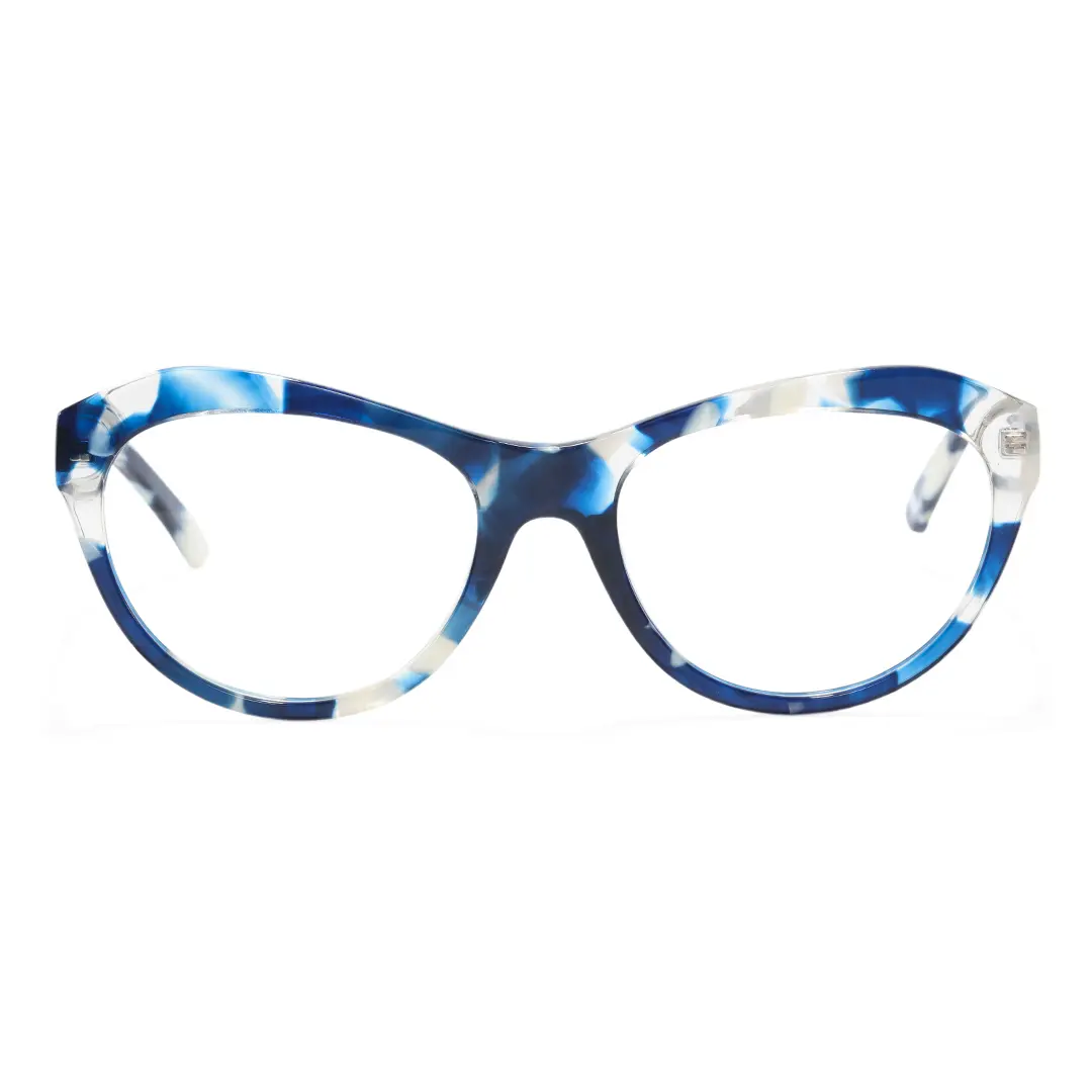 Front view of Felicite colorful cat eye acetate eyeglasses CA0032302 in blue