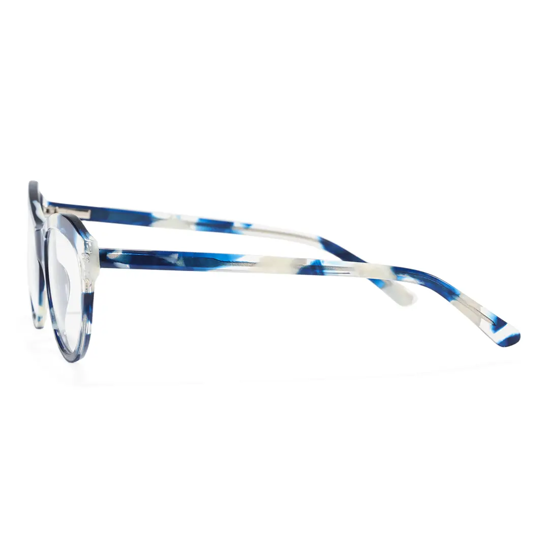 Side view of Felicite colorful cat eye acetate eyeglasses CA0032302 in blue