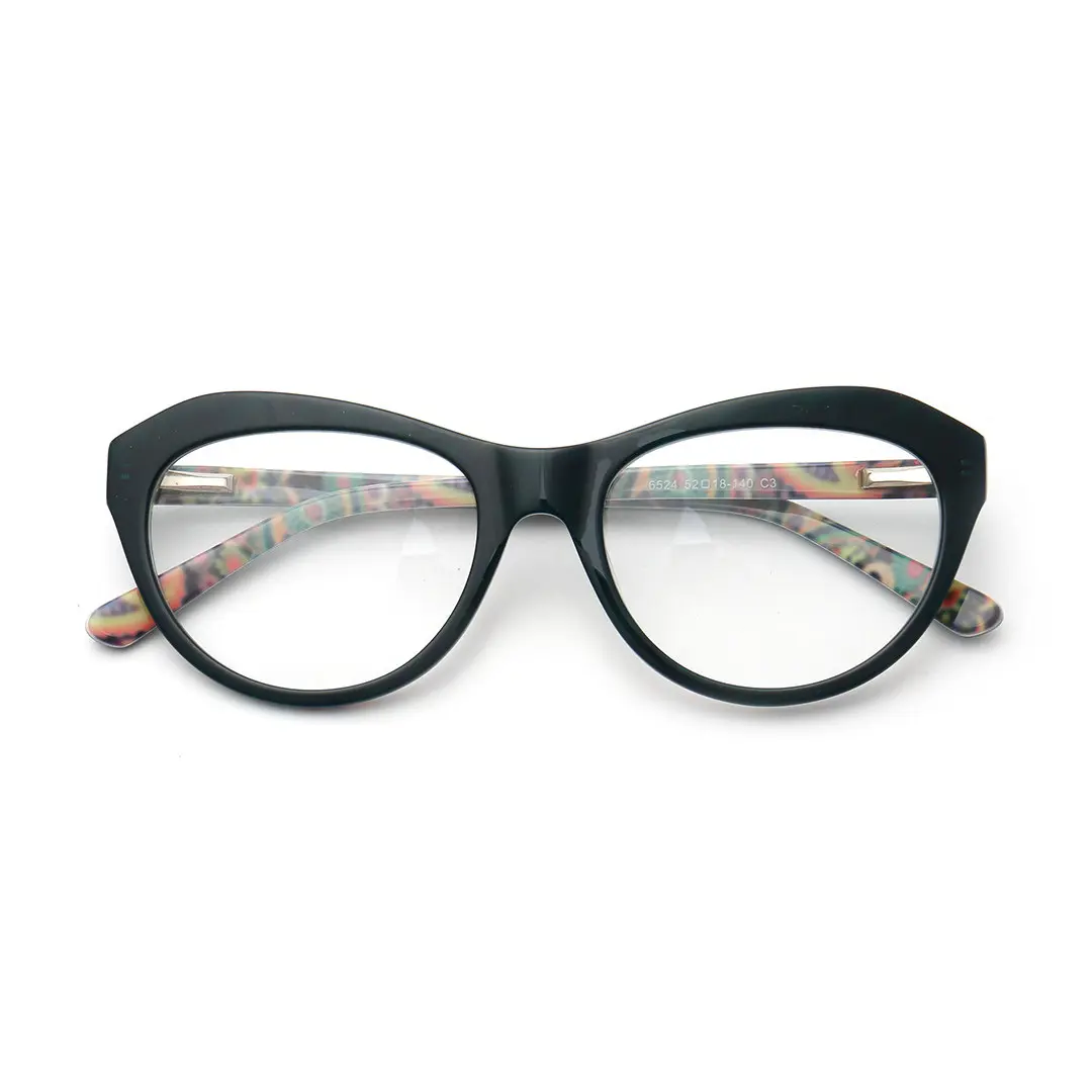 Front folded view of Felicite fashion cat eye acetate eyeglasses CA0032302 in green