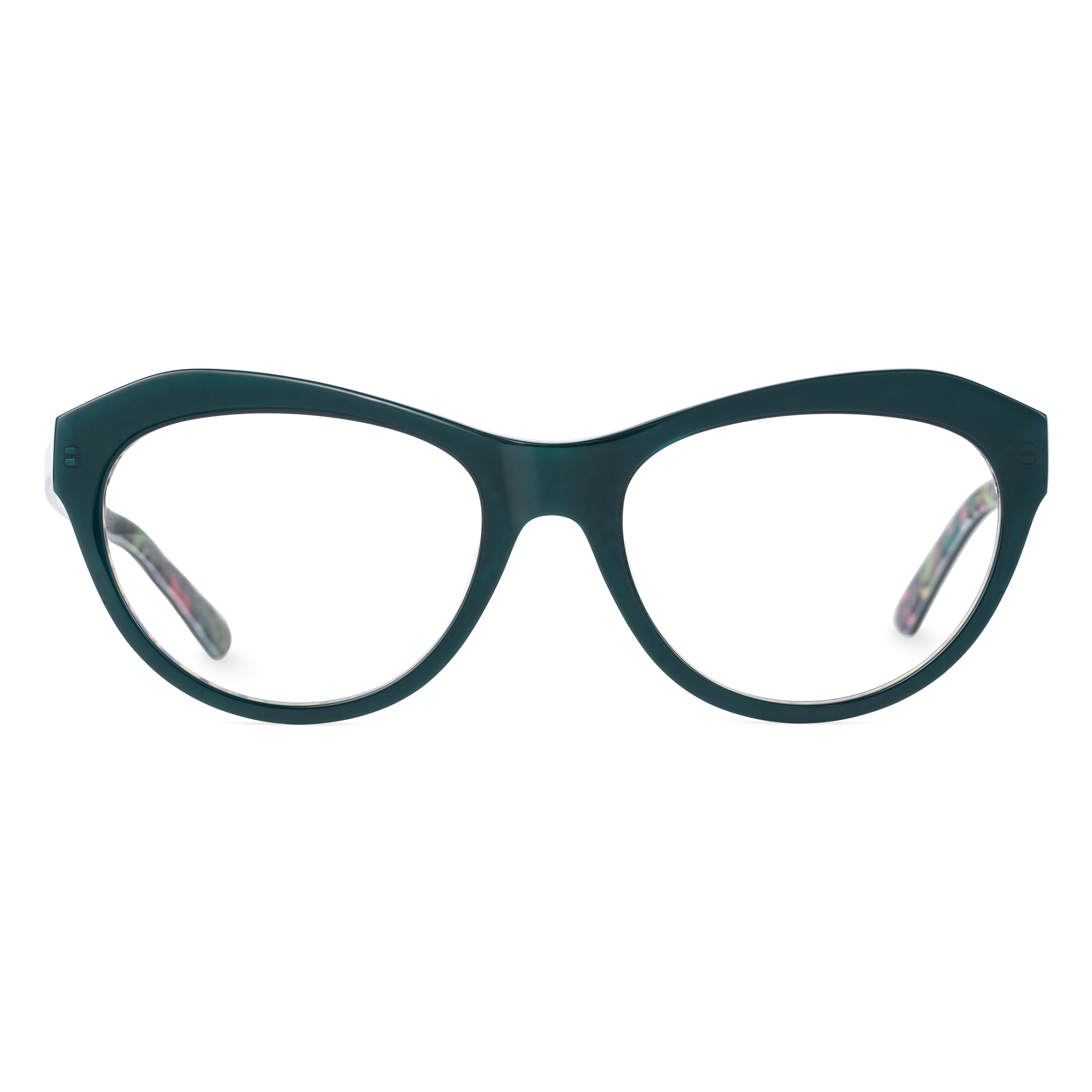 Front view of Felicite fashion cat eye acetate eyeglasses CA0032302 in green